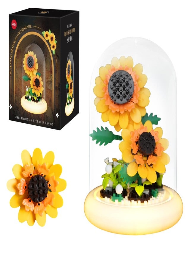 80S Sunflower Building Toy Set, 251 Pieces with Lighted Base, ABS Dust-Proof Shell, DIY Gift for Kids & Adults, Perfect for Mother’s Day, Birthday, Holiday - Creative Educational Building Blocks - Image 1